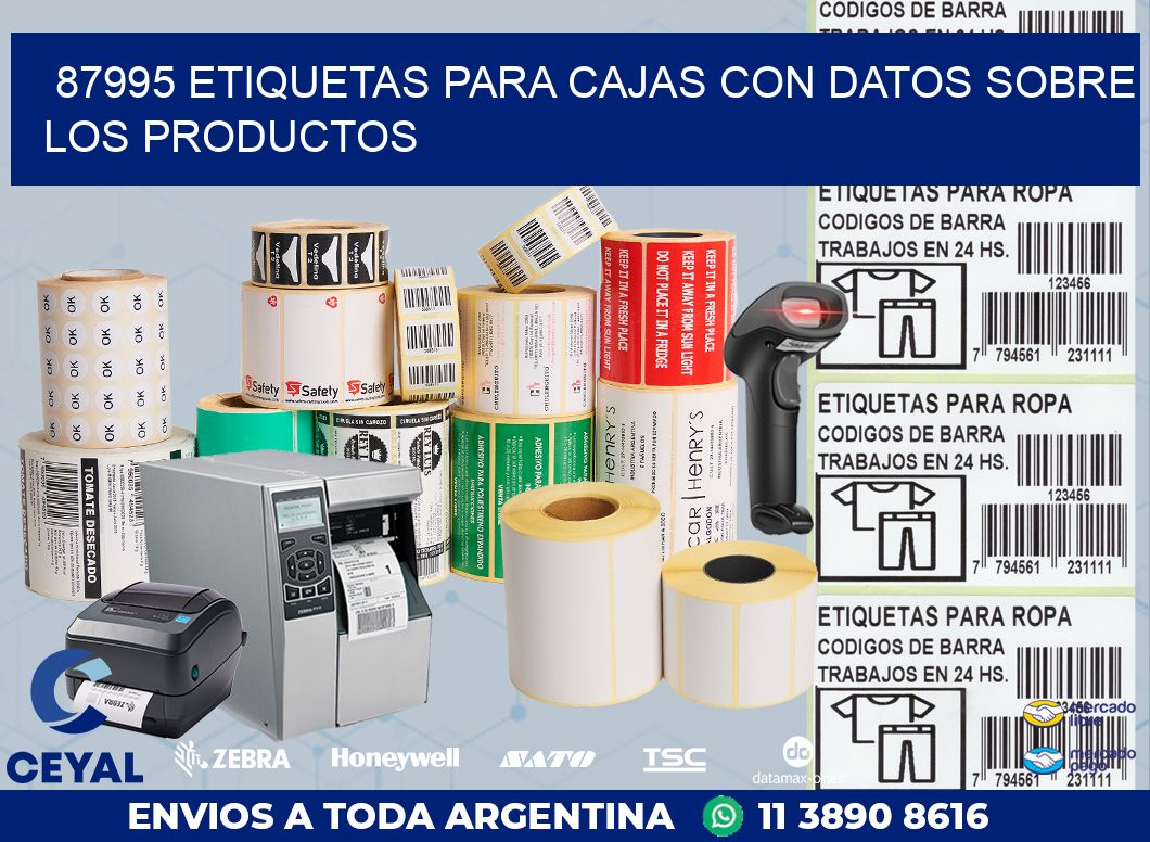 87995 ETIQUETAS PARA CAJAS CON DATOS SOBRE LOS PRODUCTOS