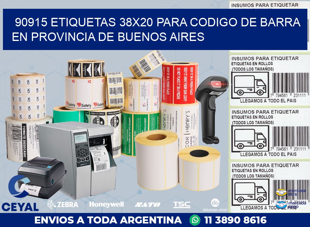 90915 ETIQUETAS 38X20 PARA CODIGO DE BARRA EN PROVINCIA DE BUENOS AIRES