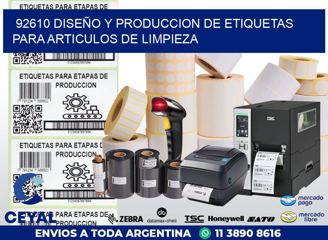 92610 DISEÑO Y PRODUCCION DE ETIQUETAS PARA ARTICULOS DE LIMPIEZA