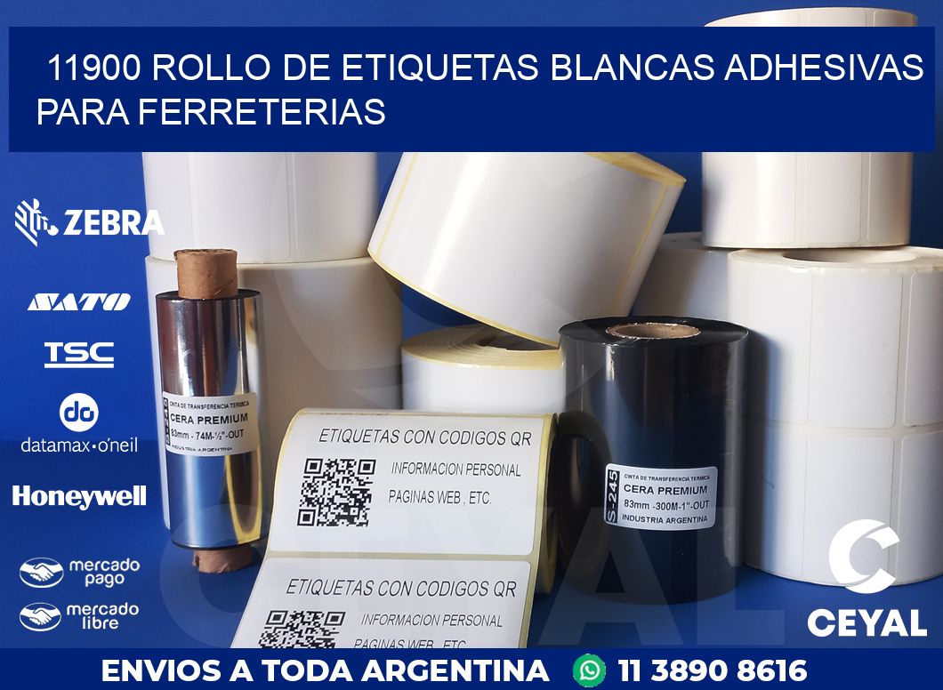 11900 ROLLO DE ETIQUETAS BLANCAS ADHESIVAS PARA FERRETERIAS