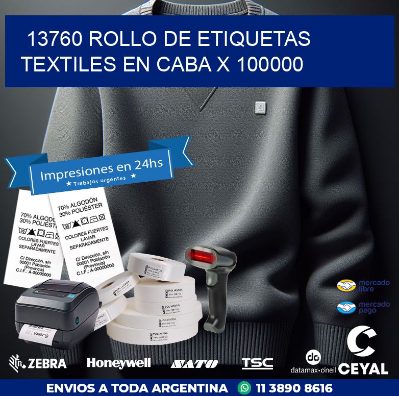 13760 ROLLO DE ETIQUETAS TEXTILES EN CABA X 100000