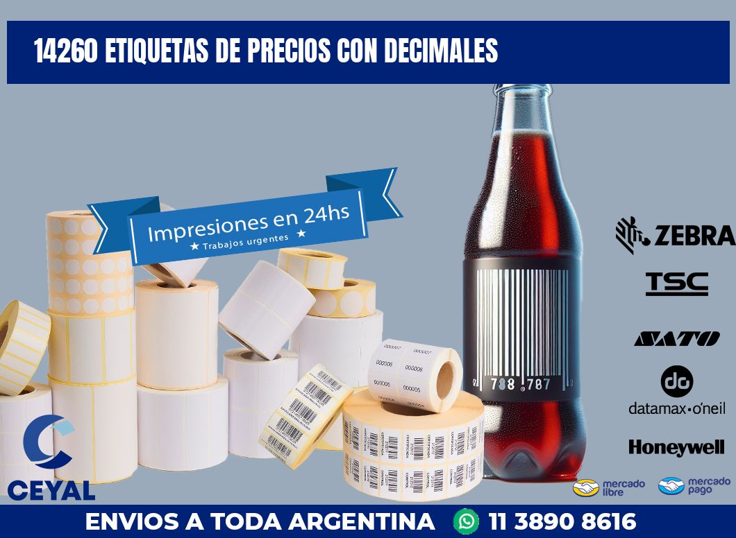 14260 ETIQUETAS DE PRECIOS CON DECIMALES