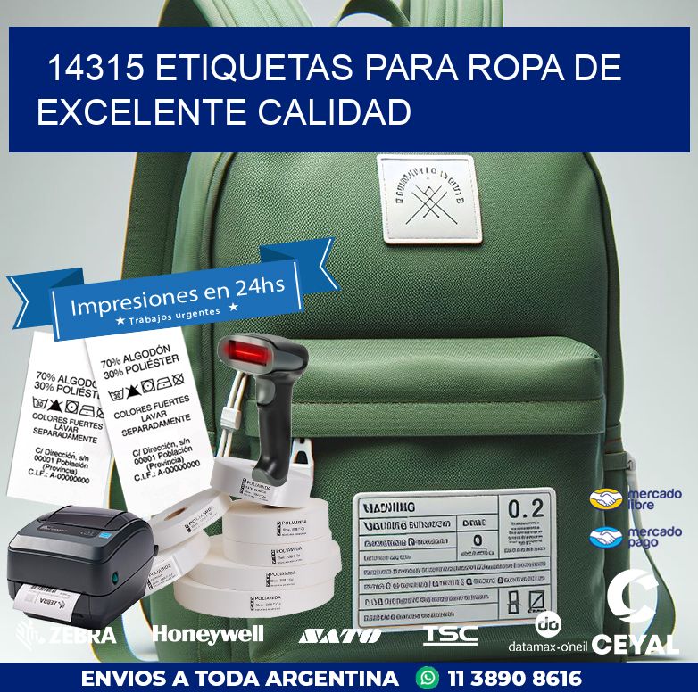 14315 ETIQUETAS PARA ROPA DE EXCELENTE CALIDAD