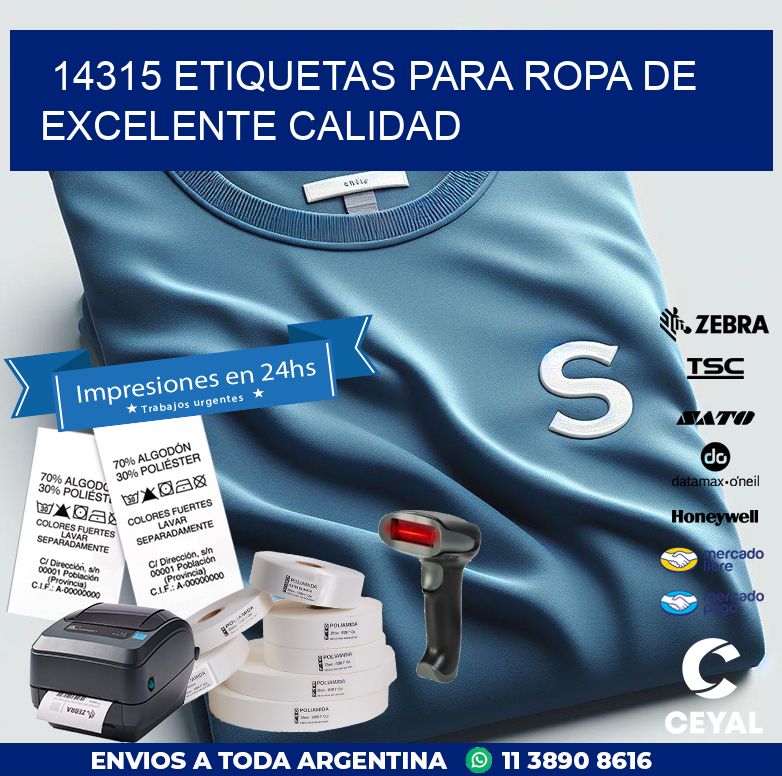 14315 ETIQUETAS PARA ROPA DE EXCELENTE CALIDAD