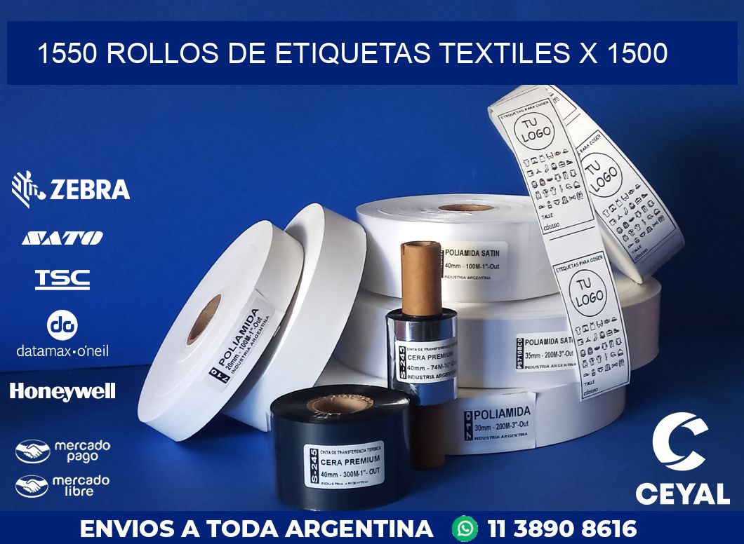 1550 ROLLOS DE ETIQUETAS TEXTILES X 1500