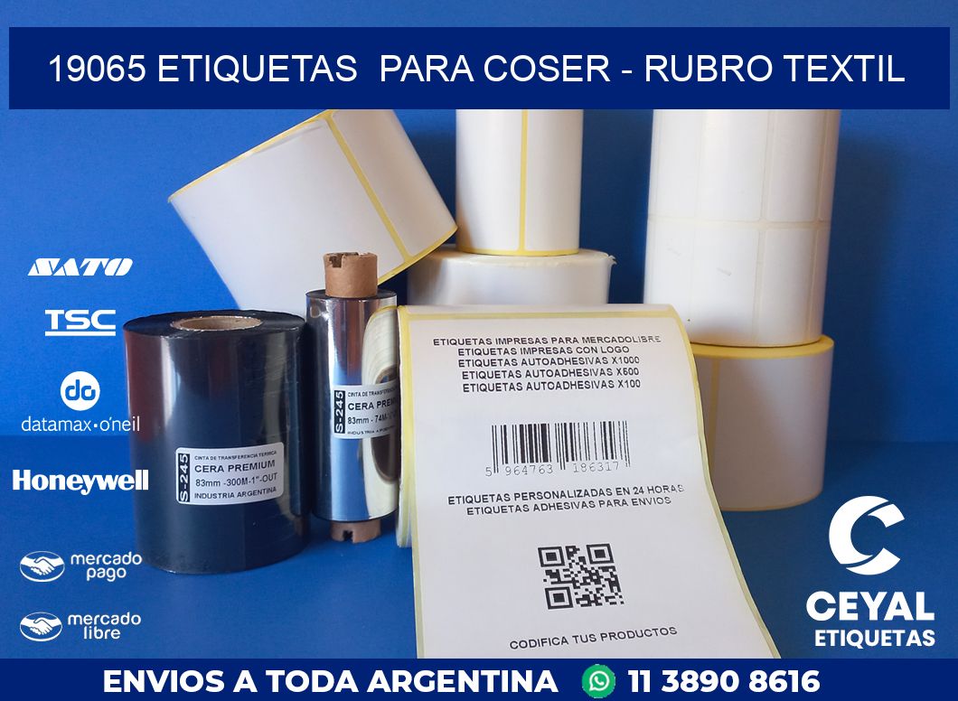 19065 ETIQUETAS  PARA COSER - RUBRO TEXTIL