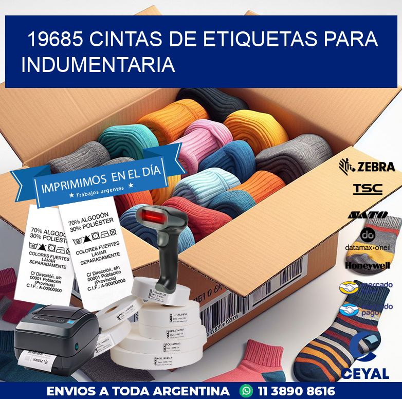 19685 CINTAS DE ETIQUETAS PARA INDUMENTARIA