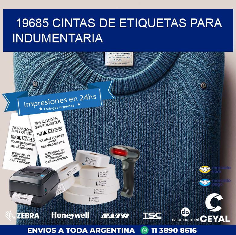 19685 CINTAS DE ETIQUETAS PARA INDUMENTARIA