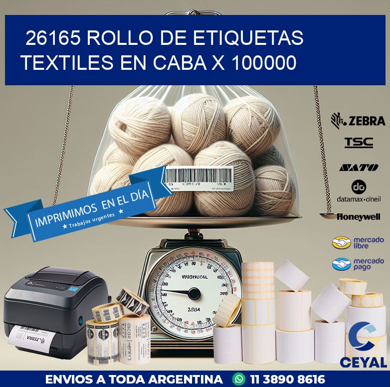 26165 ROLLO DE ETIQUETAS TEXTILES EN CABA X 100000