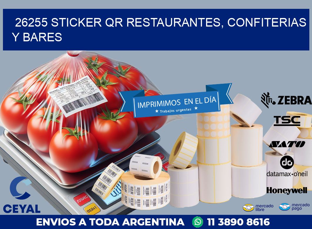 26255 STICKER QR RESTAURANTES, CONFITERIAS Y BARES