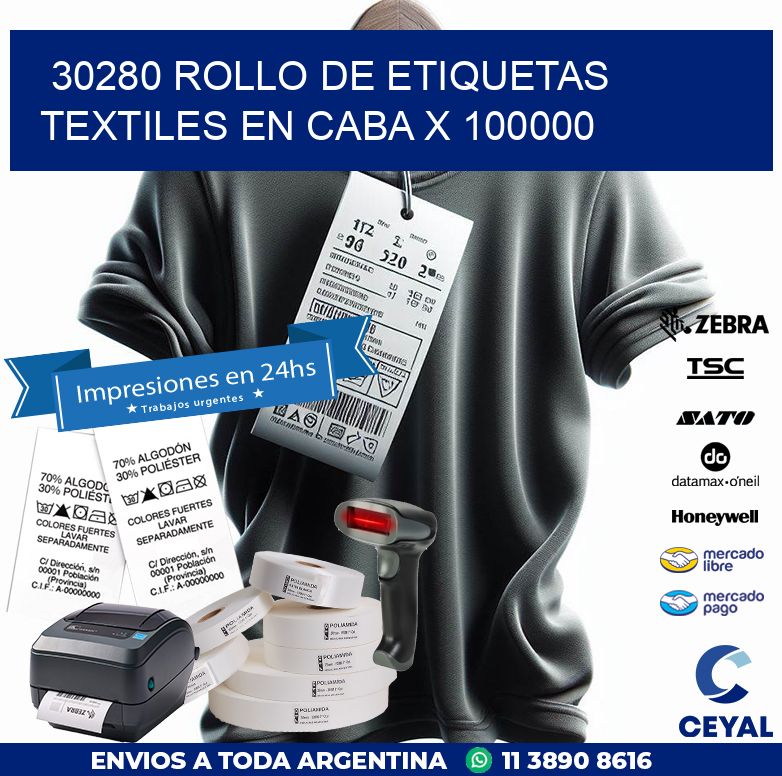 30280 ROLLO DE ETIQUETAS TEXTILES EN CABA X 100000