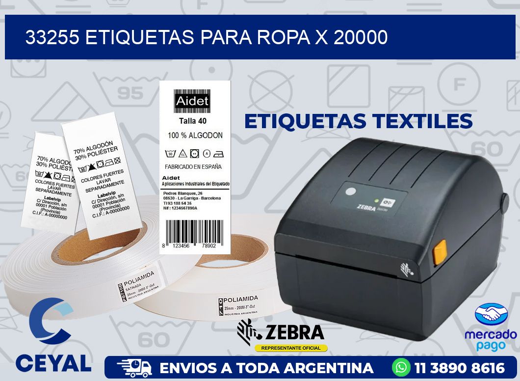 33255 ETIQUETAS PARA ROPA X 20000