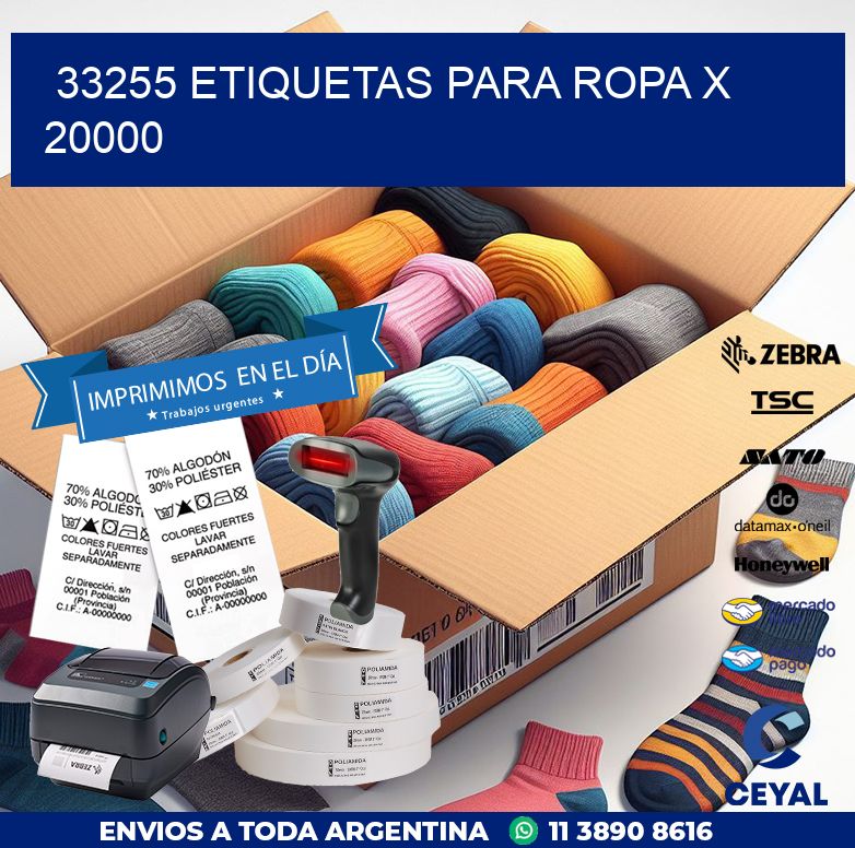 33255 ETIQUETAS PARA ROPA X 20000