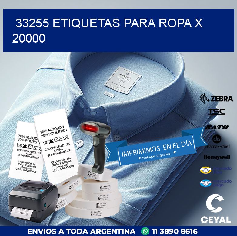 33255 ETIQUETAS PARA ROPA X 20000