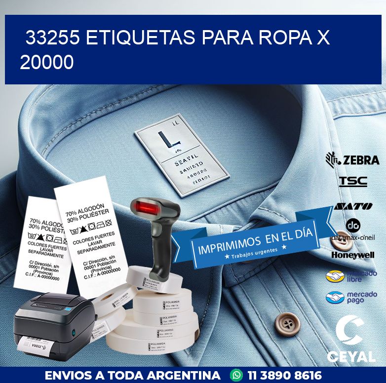 33255 ETIQUETAS PARA ROPA X 20000