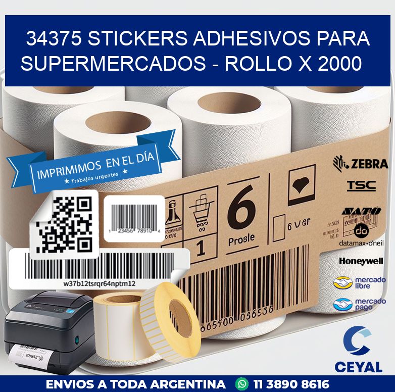 34375 STICKERS ADHESIVOS PARA SUPERMERCADOS - ROLLO X 2000