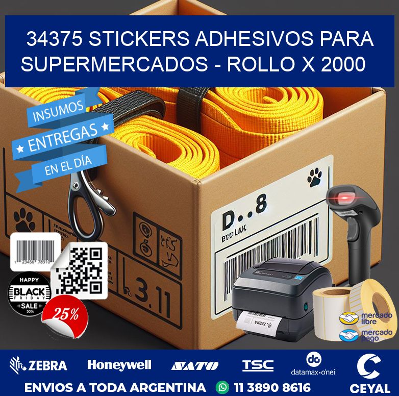 34375 STICKERS ADHESIVOS PARA SUPERMERCADOS - ROLLO X 2000