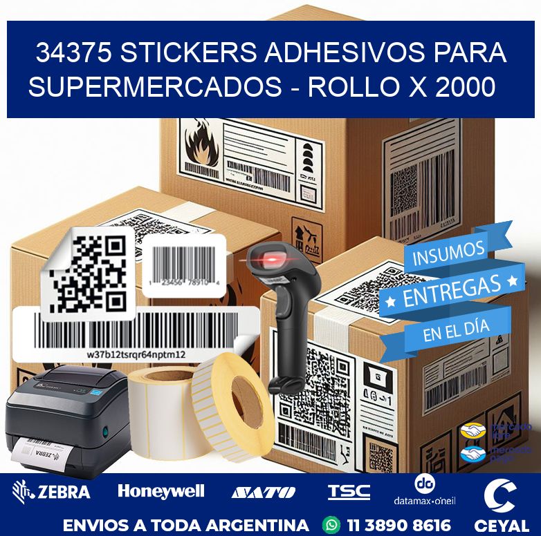 34375 STICKERS ADHESIVOS PARA SUPERMERCADOS – ROLLO X 2000