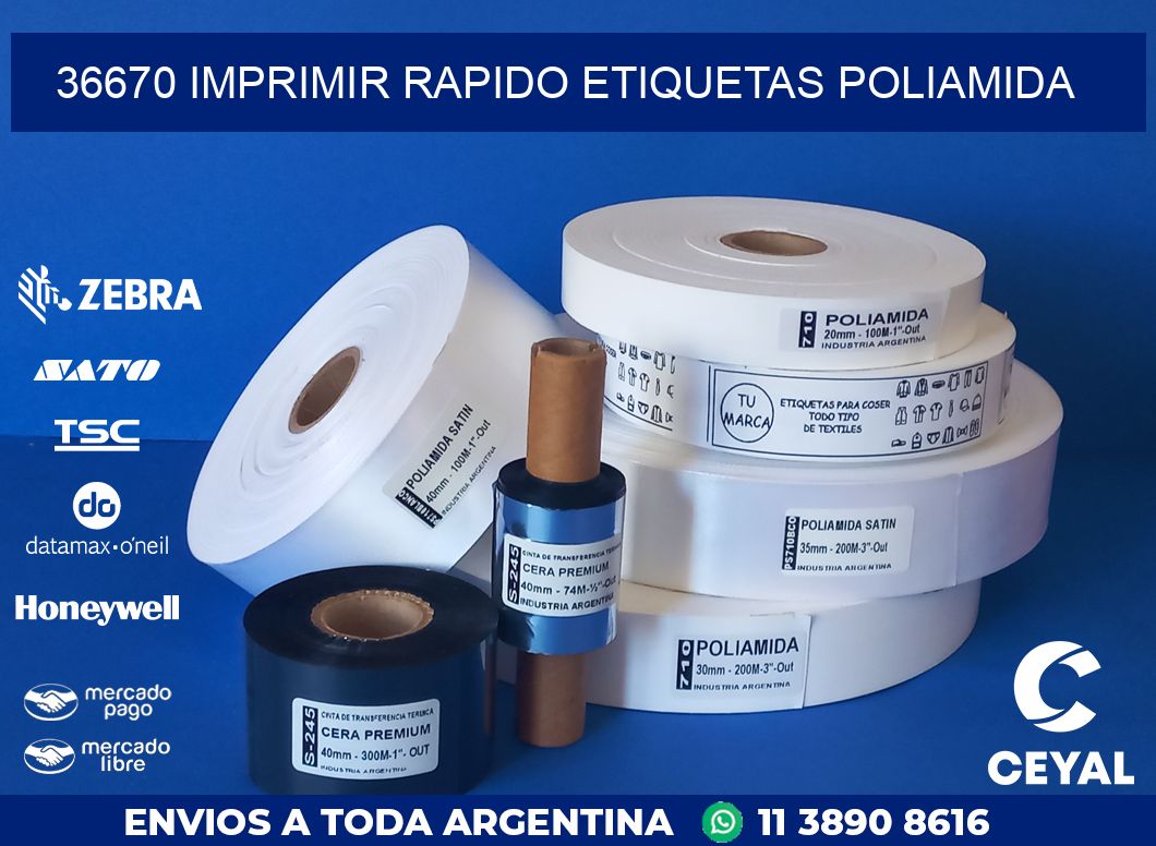 36670 IMPRIMIR RAPIDO ETIQUETAS POLIAMIDA