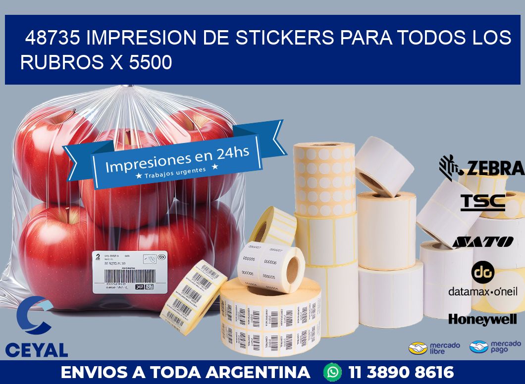 48735 IMPRESION DE STICKERS PARA TODOS LOS RUBROS X 5500