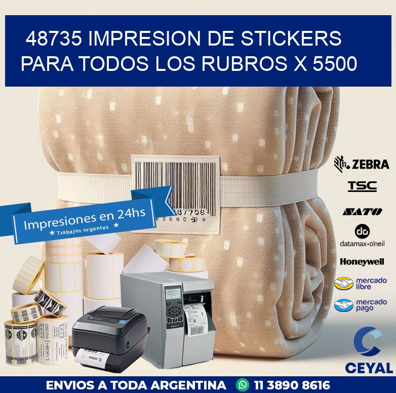 48735 IMPRESION DE STICKERS PARA TODOS LOS RUBROS X 5500