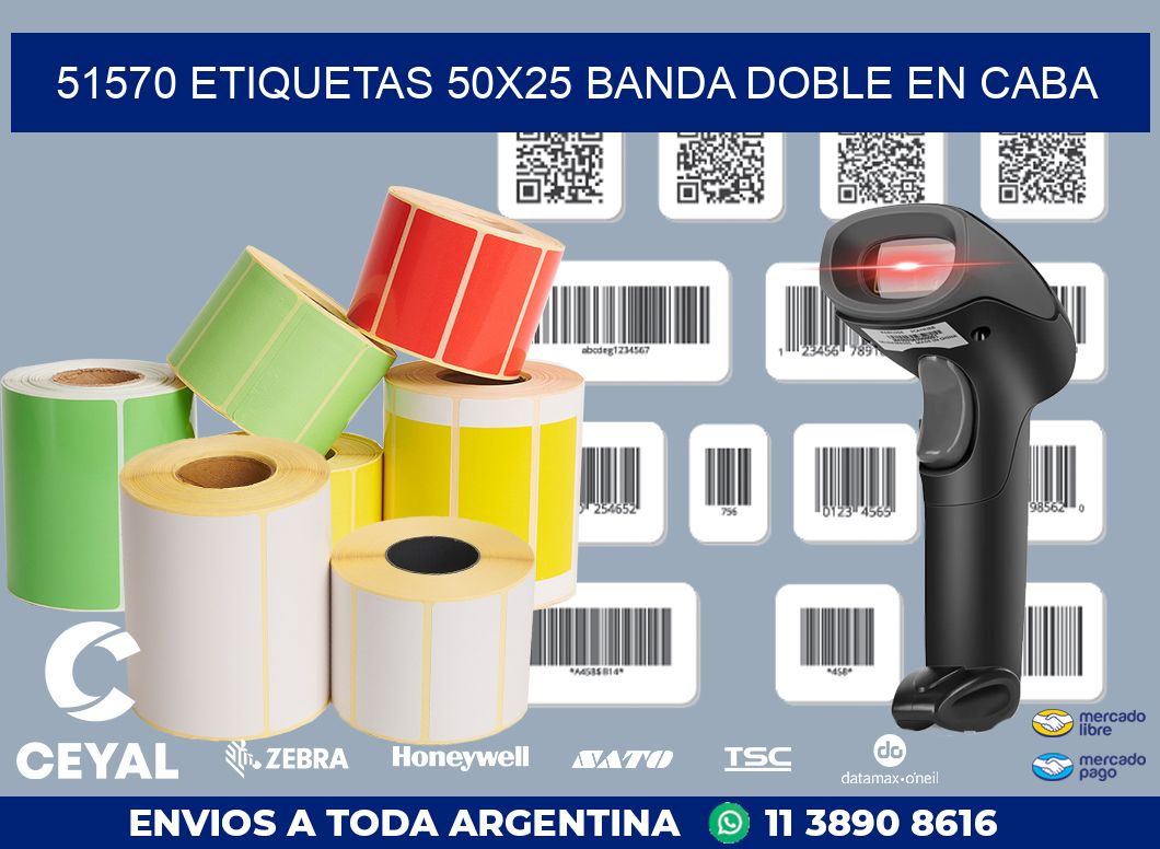 51570 ETIQUETAS 50X25 BANDA DOBLE EN CABA