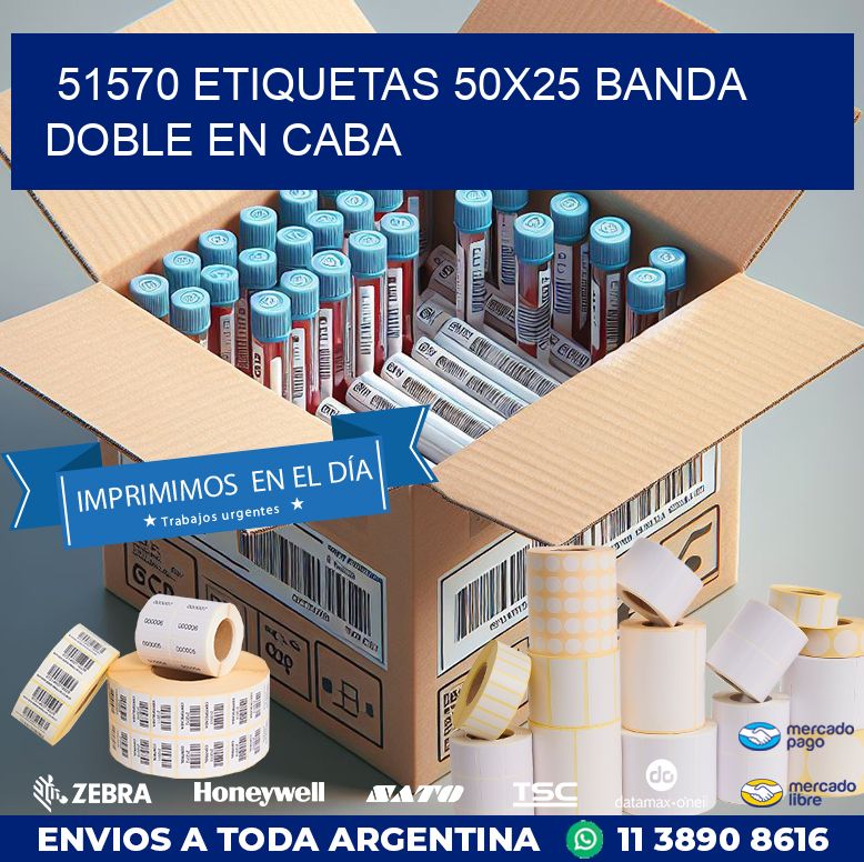 51570 ETIQUETAS 50X25 BANDA DOBLE EN CABA