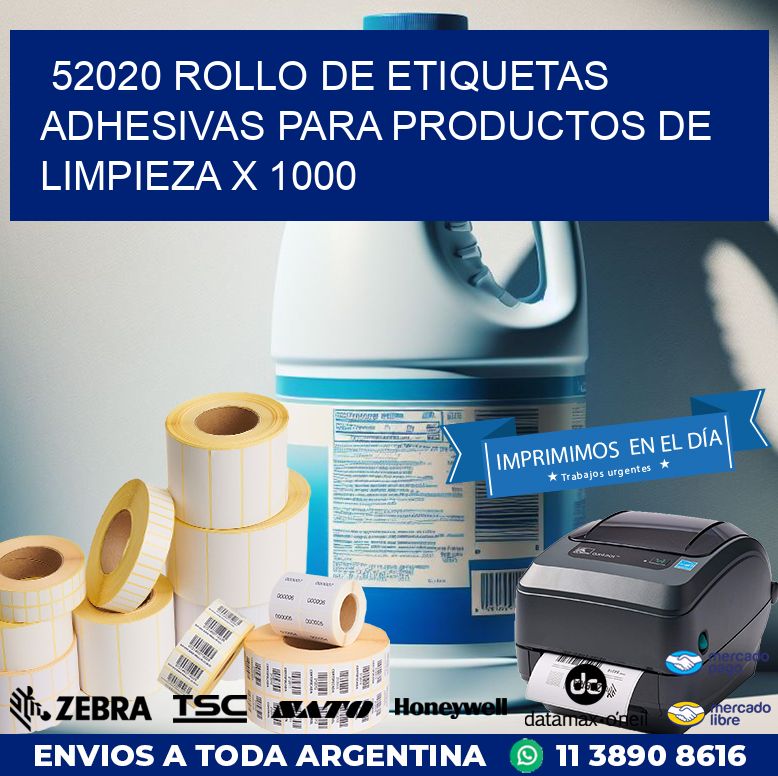 52020 ROLLO DE ETIQUETAS ADHESIVAS PARA PRODUCTOS DE LIMPIEZA X 1000