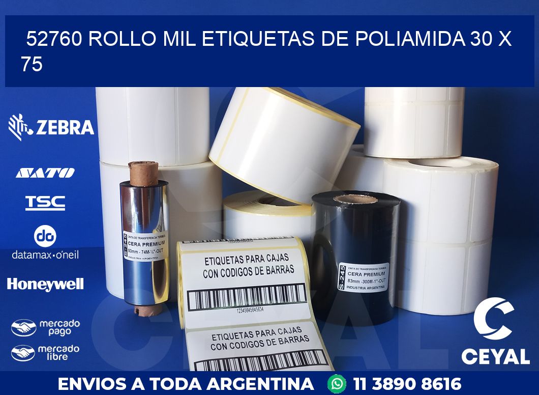 52760 ROLLO MIL ETIQUETAS DE POLIAMIDA 30 X 75