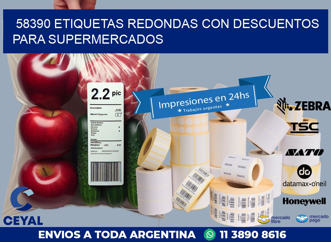 58390 ETIQUETAS REDONDAS CON DESCUENTOS PARA SUPERMERCADOS