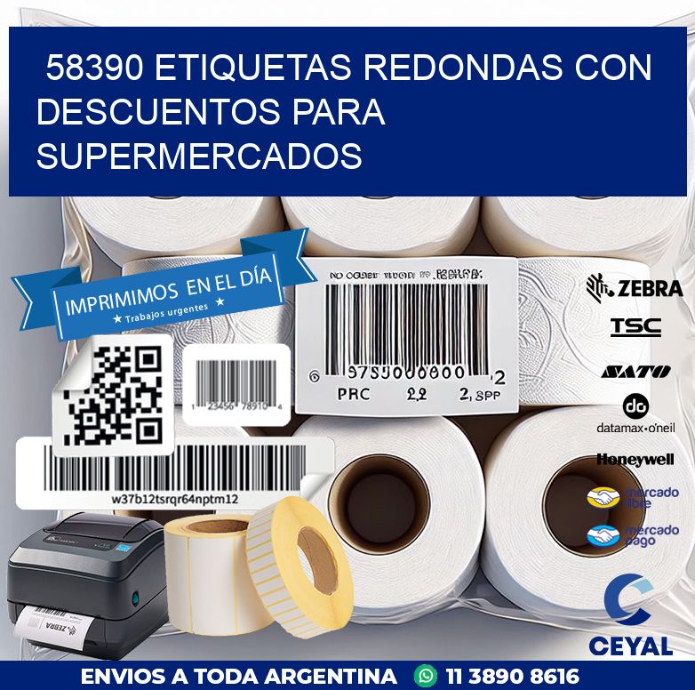 58390 ETIQUETAS REDONDAS CON DESCUENTOS PARA SUPERMERCADOS