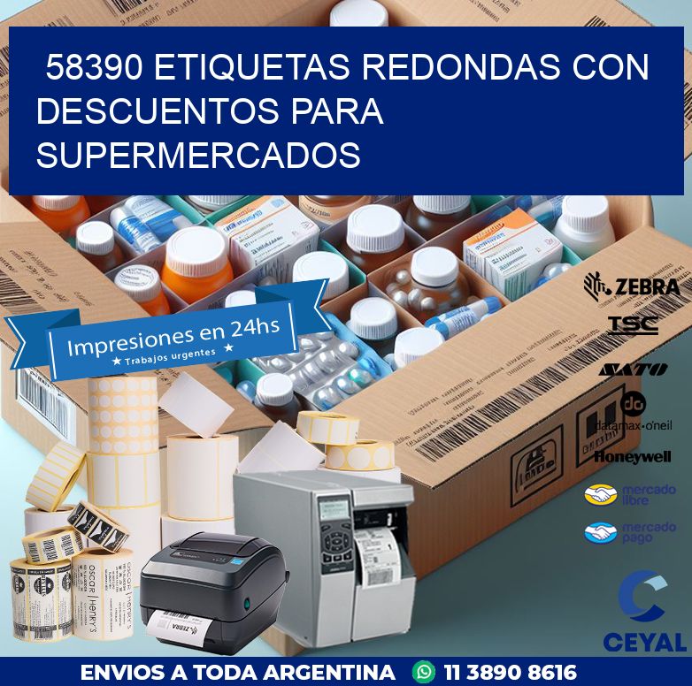 58390 ETIQUETAS REDONDAS CON DESCUENTOS PARA SUPERMERCADOS