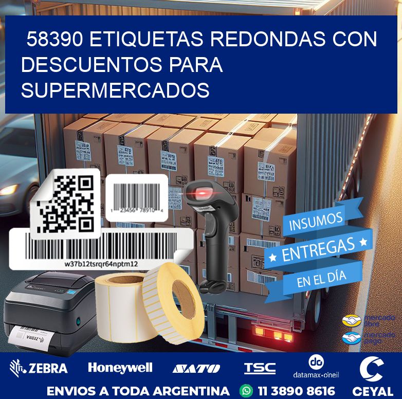 58390 ETIQUETAS REDONDAS CON DESCUENTOS PARA SUPERMERCADOS