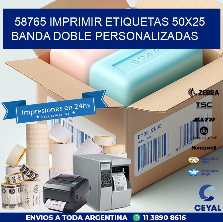 58765 IMPRIMIR ETIQUETAS 50X25 BANDA DOBLE PERSONALIZADAS