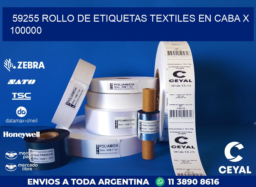 59255 ROLLO DE ETIQUETAS TEXTILES EN CABA X 100000