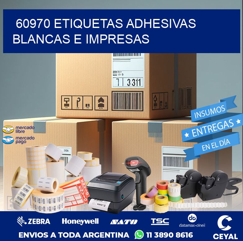 60970 ETIQUETAS ADHESIVAS BLANCAS E IMPRESAS