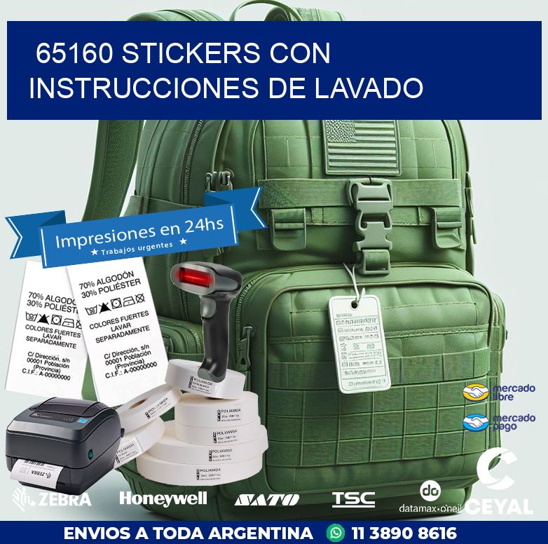 65160 STICKERS CON INSTRUCCIONES DE LAVADO