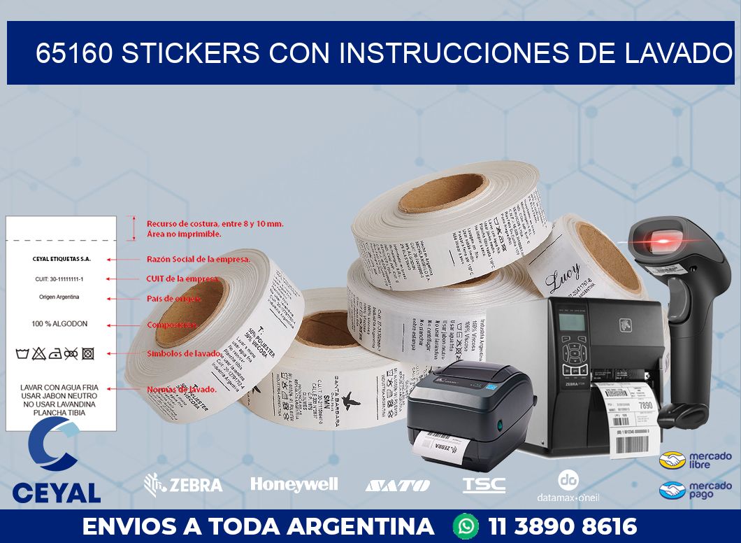 65160 STICKERS CON INSTRUCCIONES DE LAVADO