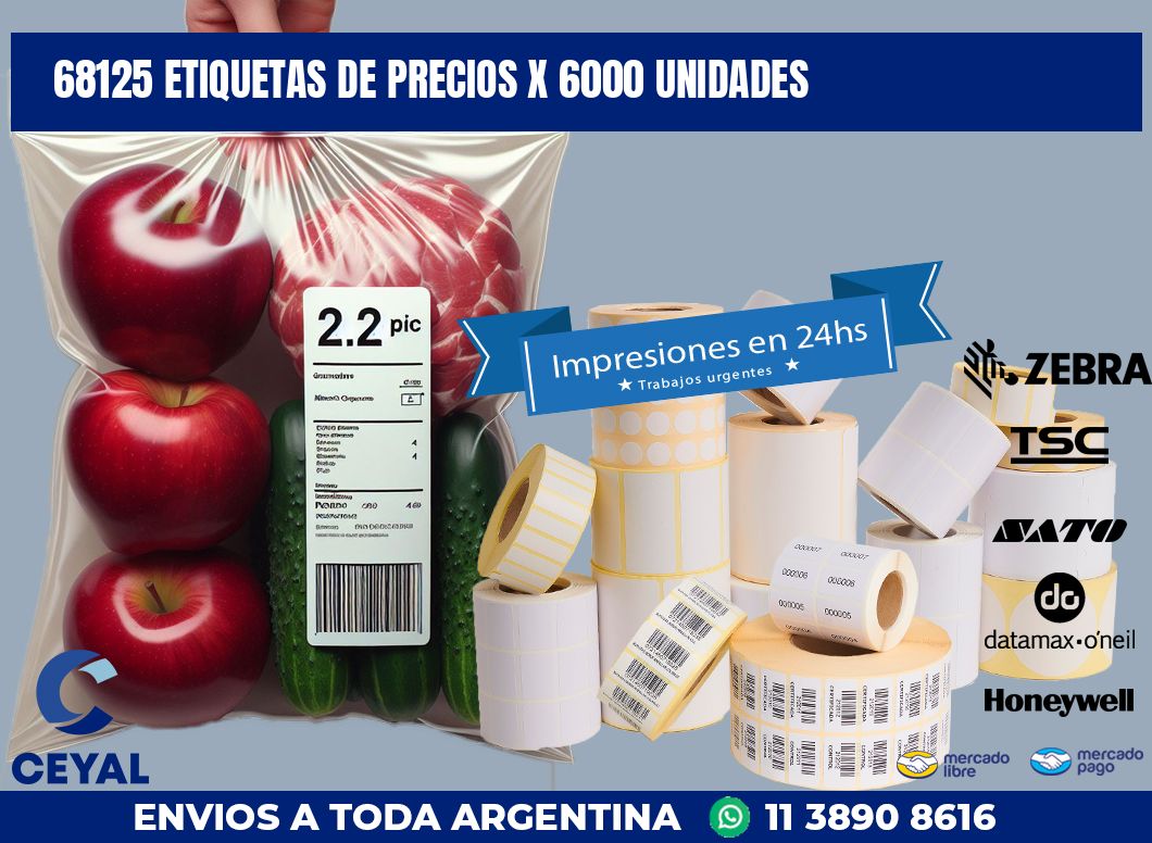 68125 ETIQUETAS DE PRECIOS X 6000 UNIDADES