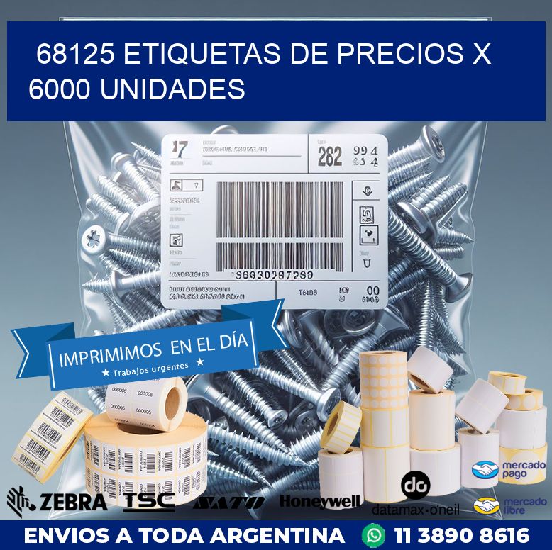 68125 ETIQUETAS DE PRECIOS X 6000 UNIDADES