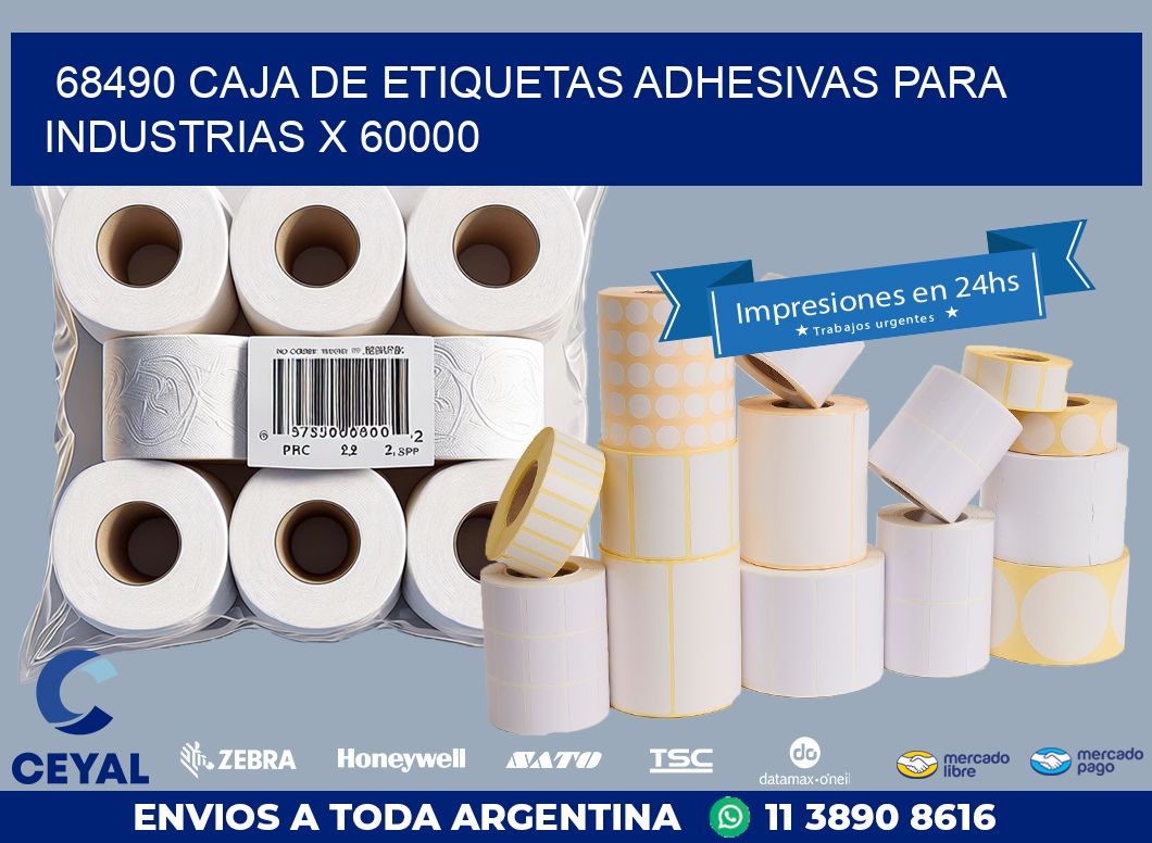 68490 CAJA DE ETIQUETAS ADHESIVAS PARA INDUSTRIAS X 60000