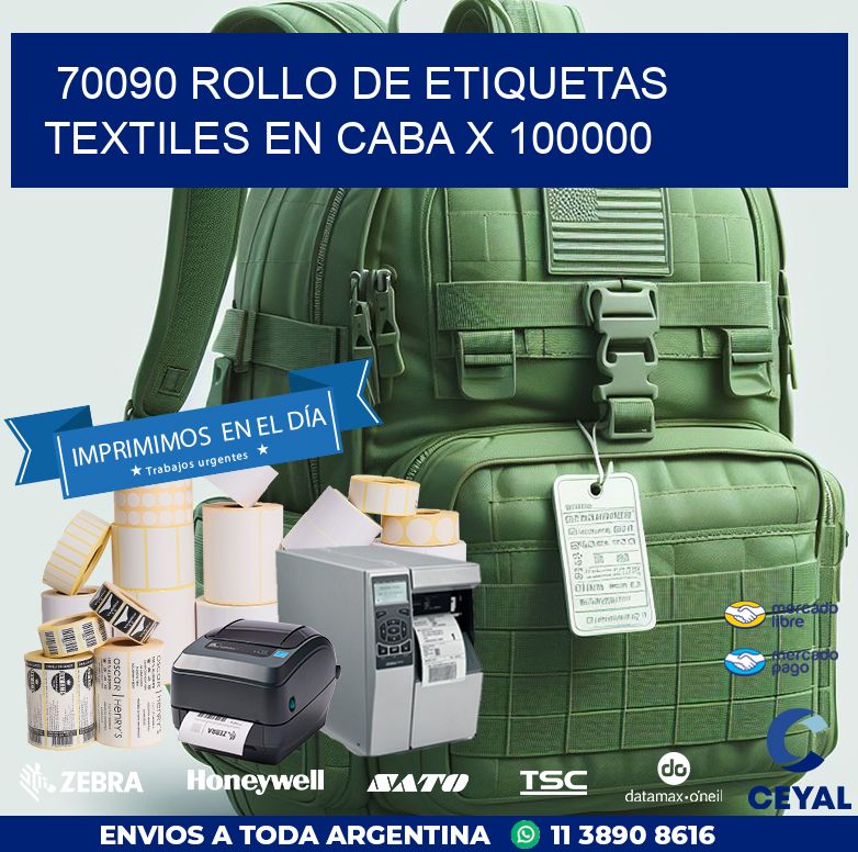 70090 ROLLO DE ETIQUETAS TEXTILES EN CABA X 100000