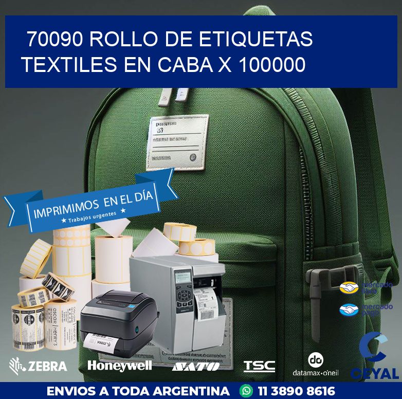 70090 ROLLO DE ETIQUETAS TEXTILES EN CABA X 100000