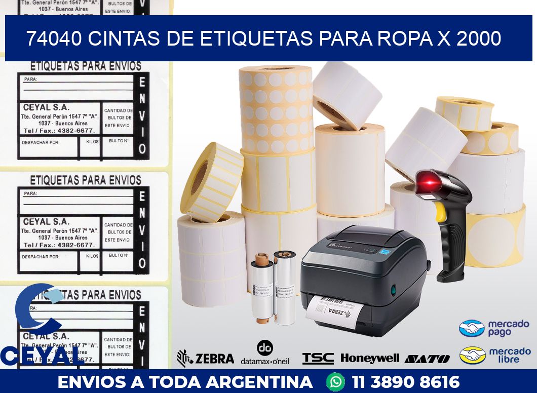 74040 CINTAS DE ETIQUETAS PARA ROPA X 2000