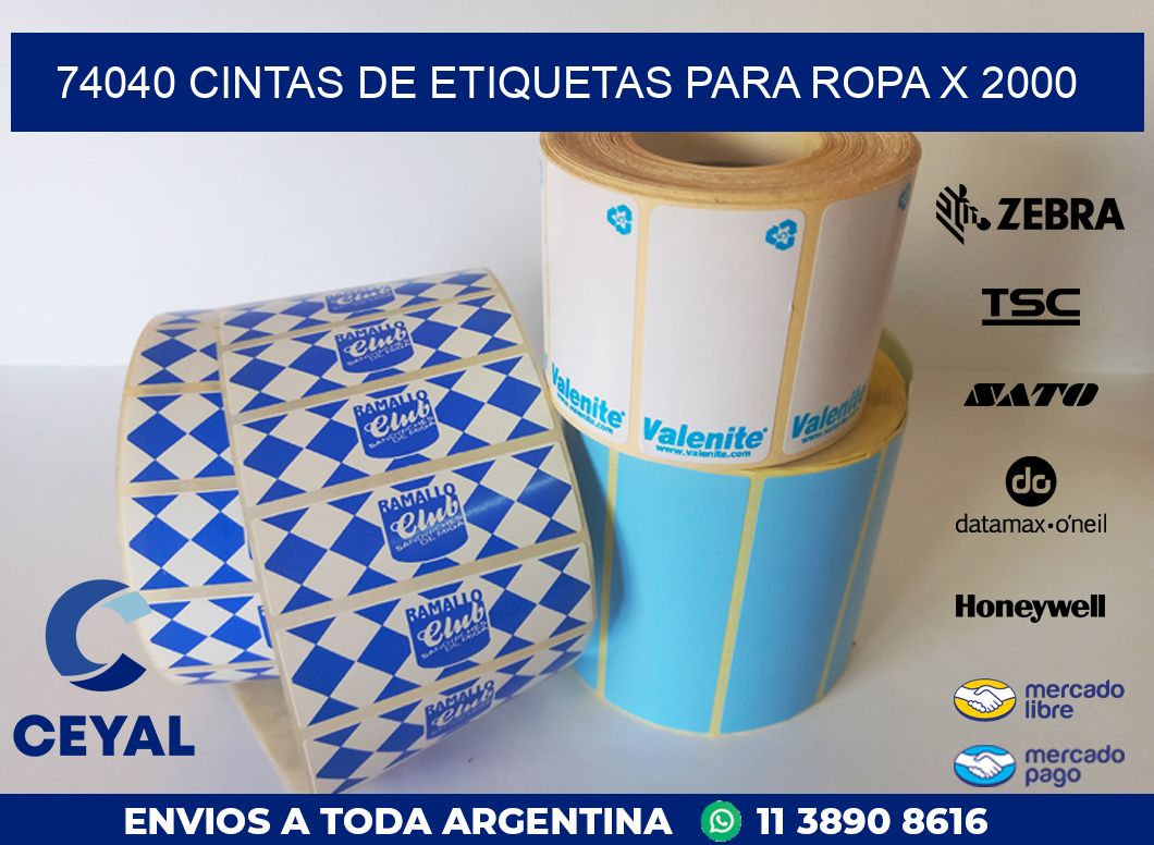 74040 CINTAS DE ETIQUETAS PARA ROPA X 2000