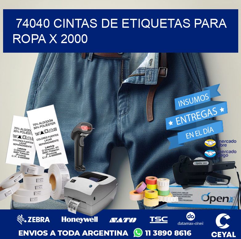 74040 CINTAS DE ETIQUETAS PARA ROPA X 2000