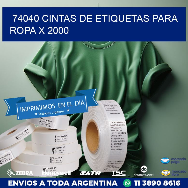 74040 CINTAS DE ETIQUETAS PARA ROPA X 2000