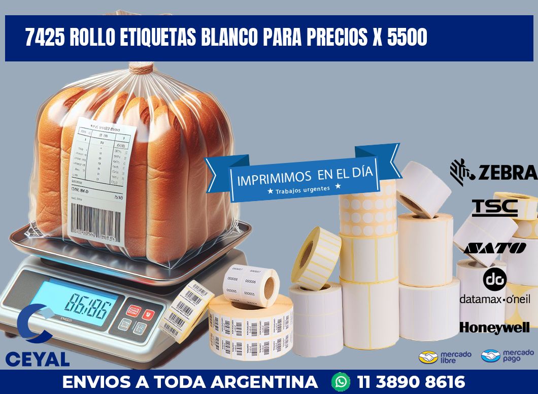 7425 ROLLO ETIQUETAS BLANCO PARA PRECIOS X 5500