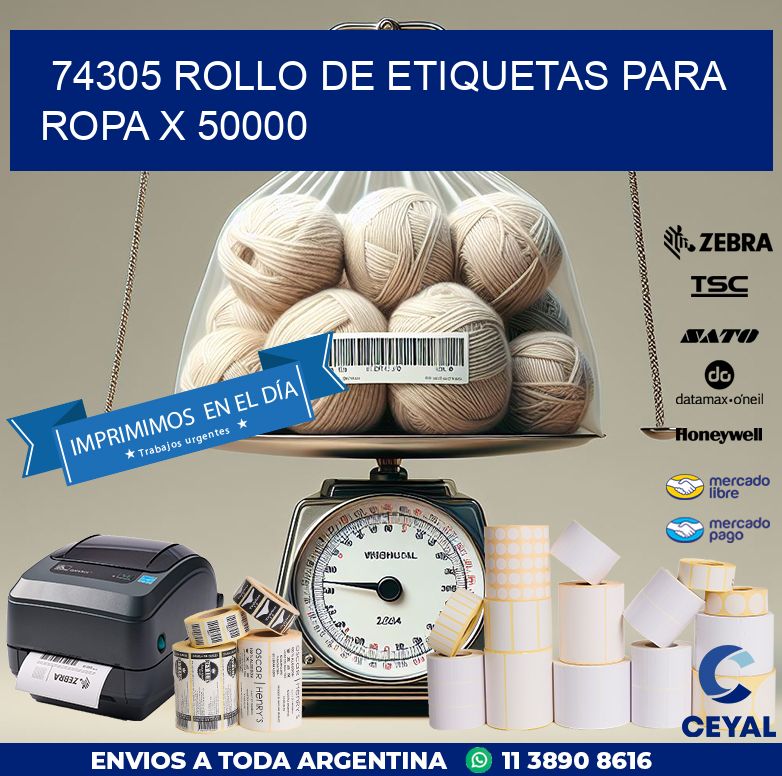 74305 ROLLO DE ETIQUETAS PARA ROPA X 50000