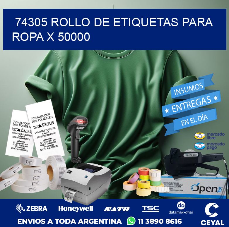 74305 ROLLO DE ETIQUETAS PARA ROPA X 50000